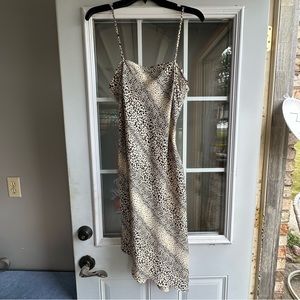 leopard print satin mini dress